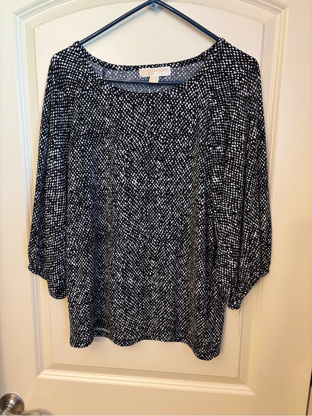 Michael Kors Black and White Dot Print Scoop Neck Tunic Size M